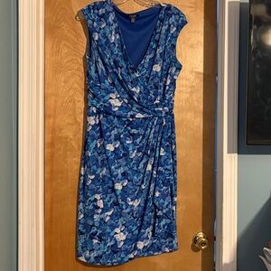 Chaps Blue Floral Midi Dress